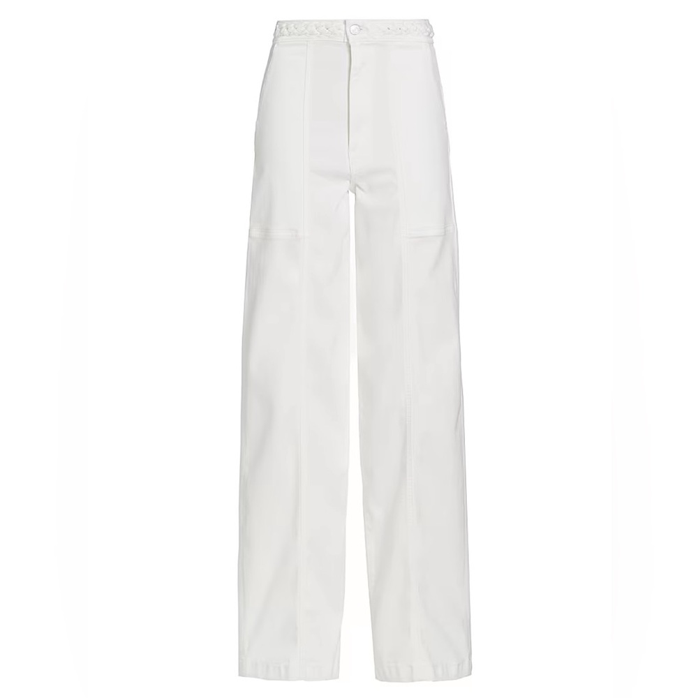 FRAME High Rise Wide Leg Jeans White Braided Waist 30